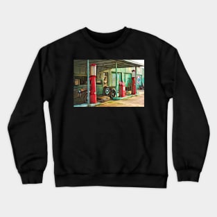 Old Gas Station With Red Pumps Crewneck Sweatshirt